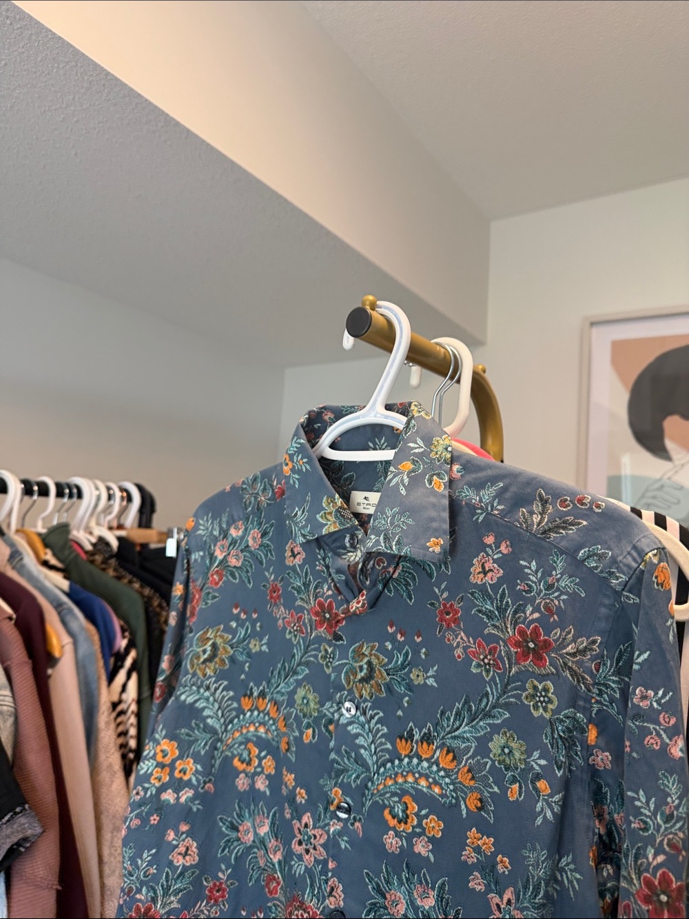 H1- UNISEX Button-Up Shirt - Blue Multicolor